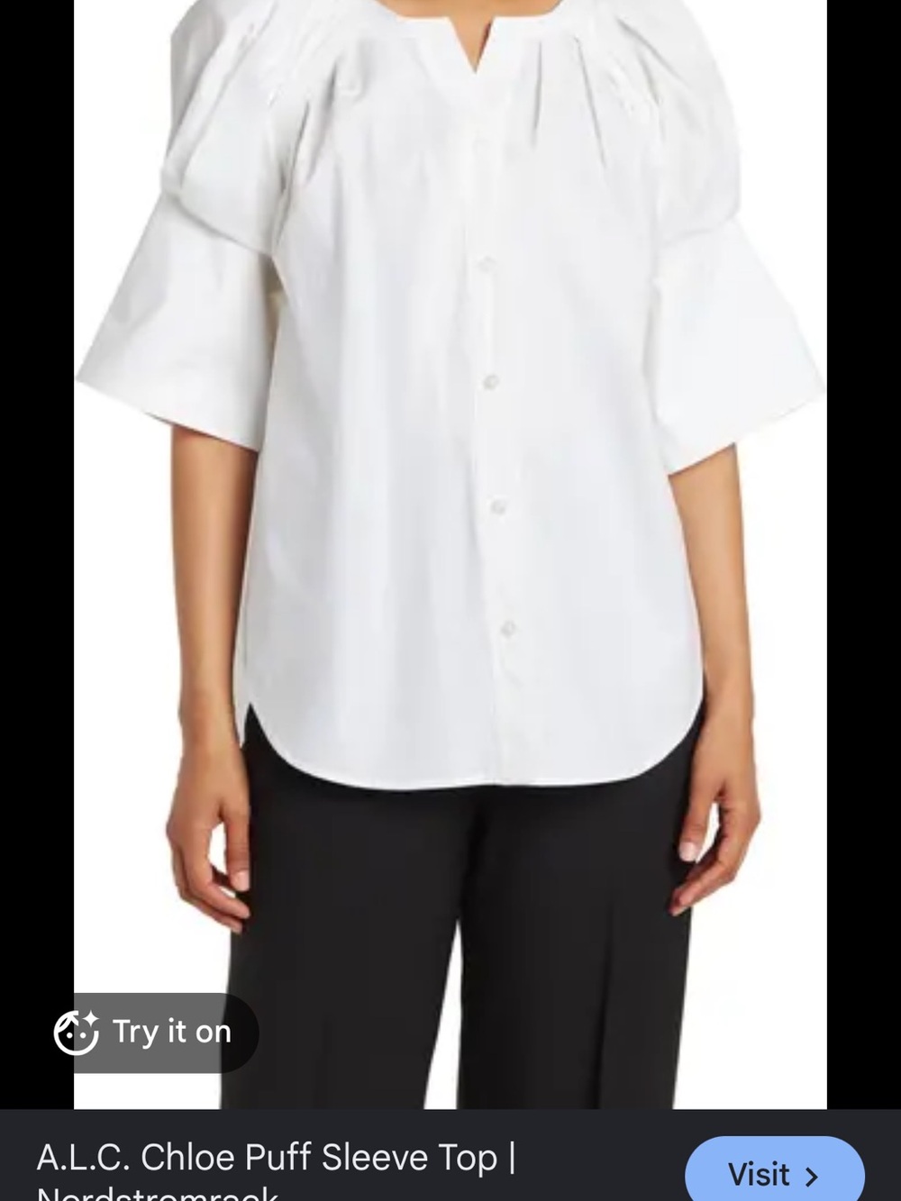 A.L.C. Chloe Puff Sleeve Blouse - White